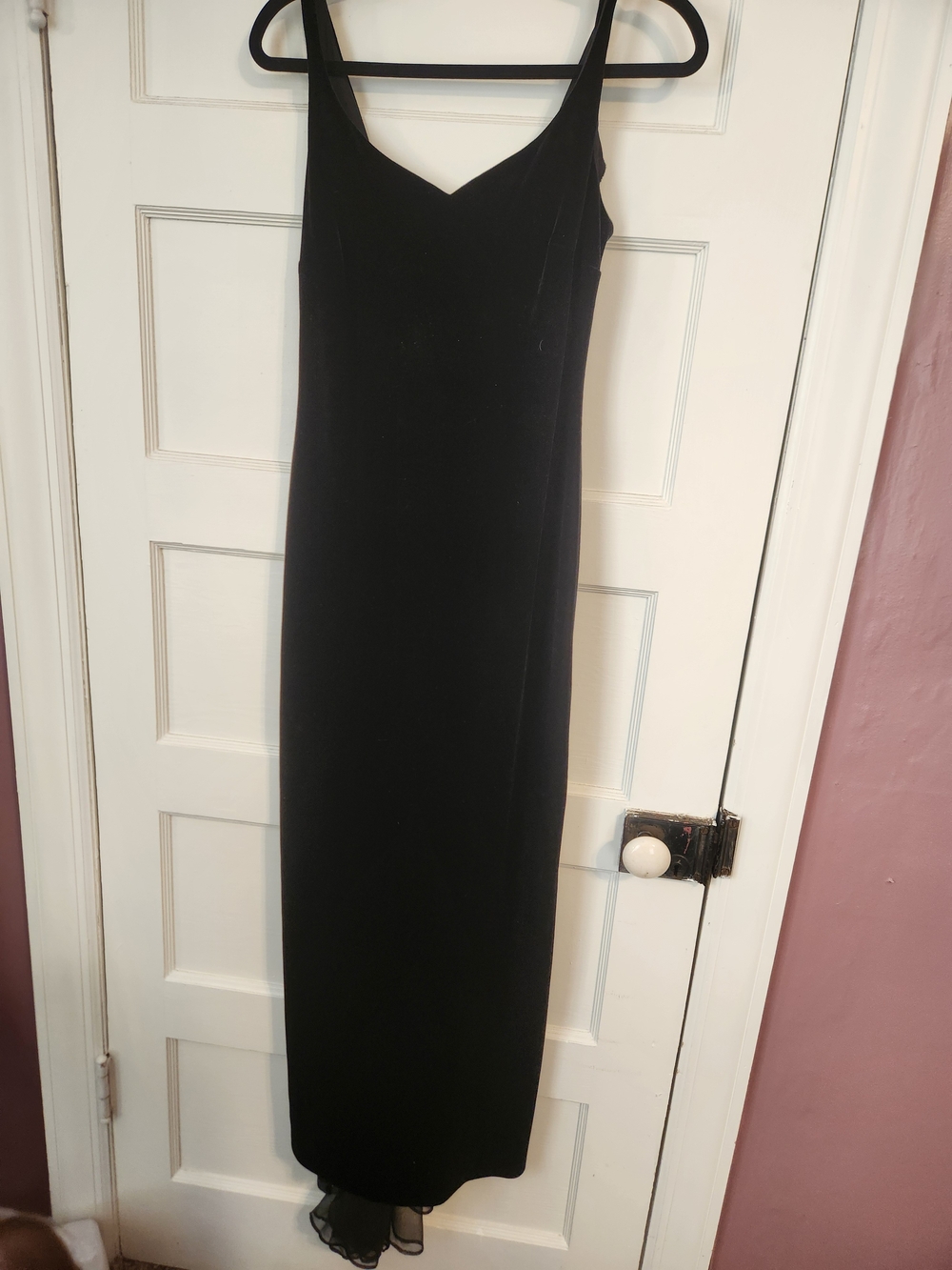 Classic Black Velvet Dress - Women's Evening Maxi